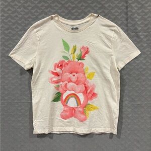 🔥 5/$10 Vintage MAD Engine Cream Shirt with Pink Bear and Rainbow Cotton Blend